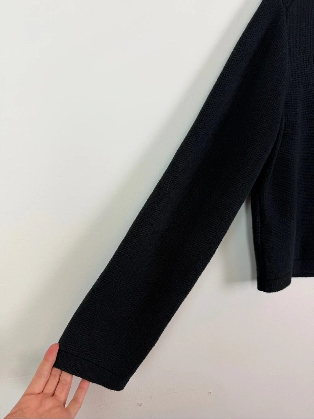 J. Crew Emilie Sweater Lady Jacket in Black Cotton Knit Size M